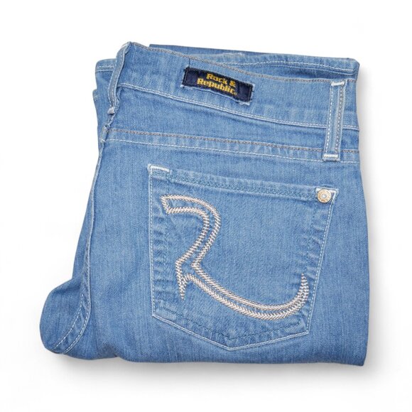 Rock and Republic Thick Stitch Jeans Women Size 27 Stretch Denim Light Wash EUC - Picture 1 of 10